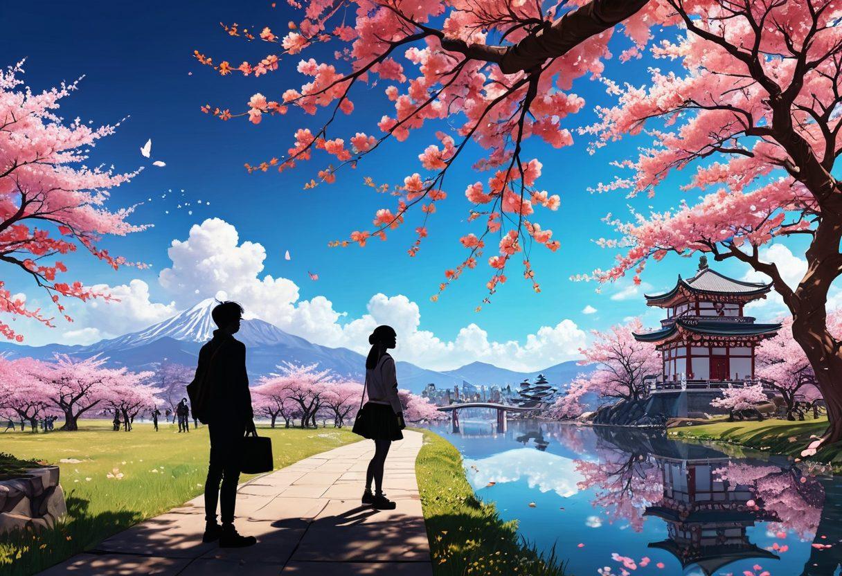 A dynamic scene depicting the transition from traditional manga art to immersive VR animation, featuring a split-screen effect showing a manga panel on one side, rich in detail, and an animated VR landscape on the other, vibrant characters engaging in a romantic scene, with a blend of whimsical and erotic elements, interspersed with digital effects symbolizing evolution. super-realistic. vibrant colors. dynamic composition.